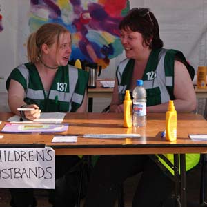 Wristbands table at BT River Of Music