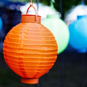 Hanging lanterns at the Cambridge Folk Festival 2012