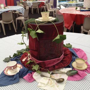 Mad hatter table at the Cambridge Folk Festival 2012